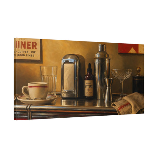 Main Mockup. Vintage Diner Barware shown as canvas print