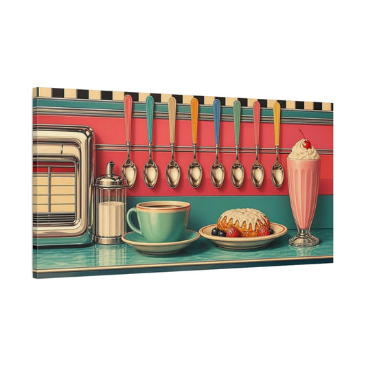 Main Mockup. Vintage Diner Breakfast Retro Diner shown as canvas print