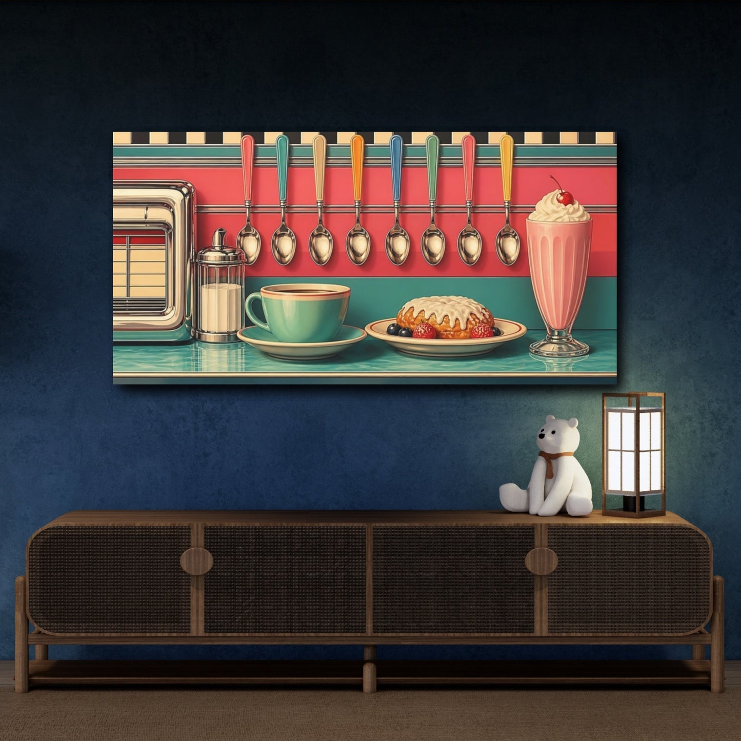 Mockup 4. Vintage Diner Breakfast Retro Diner shown as canvas print