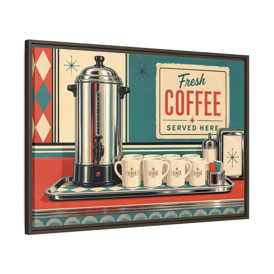 Main Mockup. Vintage Diner Coffee Retro Diner Coffee shown as stretched canvas wall art