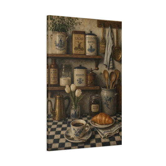 Main Mockup. Vintage Dutch Kitchen Breakfast shown as canvas print
