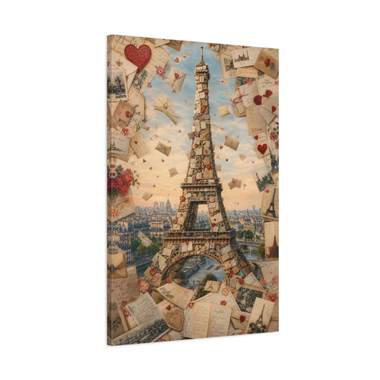 Main Mockup. Vintage Eiffel Tower Romantic Paris shown as stretched canvas wall art