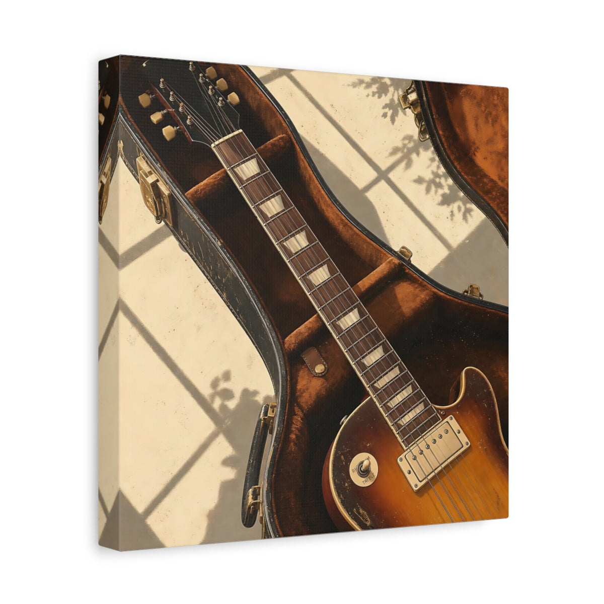 Side Mockup 8. Vintage Electric Guitar Vintage Guitar shown as canvas print