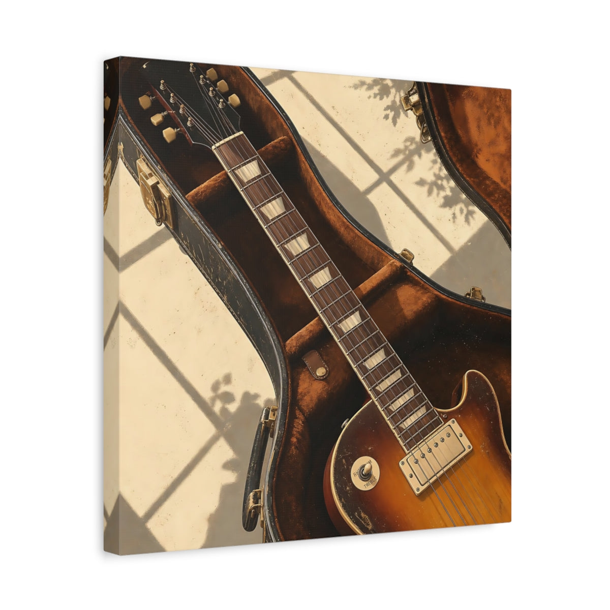 Side Mockup 6. Vintage Electric Guitar Vintage Guitar shown as canvas print