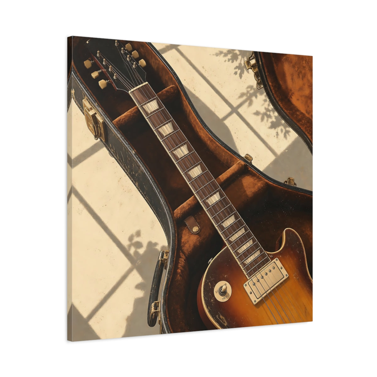 Main Mockup. Vintage Electric Guitar Vintage Guitar shown as canvas print