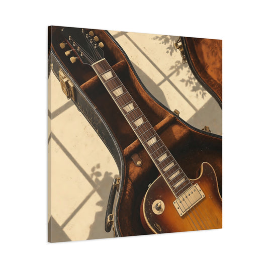 Main Mockup. Vintage Electric Guitar Vintage Guitar shown as canvas print