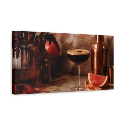 Side Mockup 3. Vintage Espresso Martini Brown And Orange shown as canvas print
