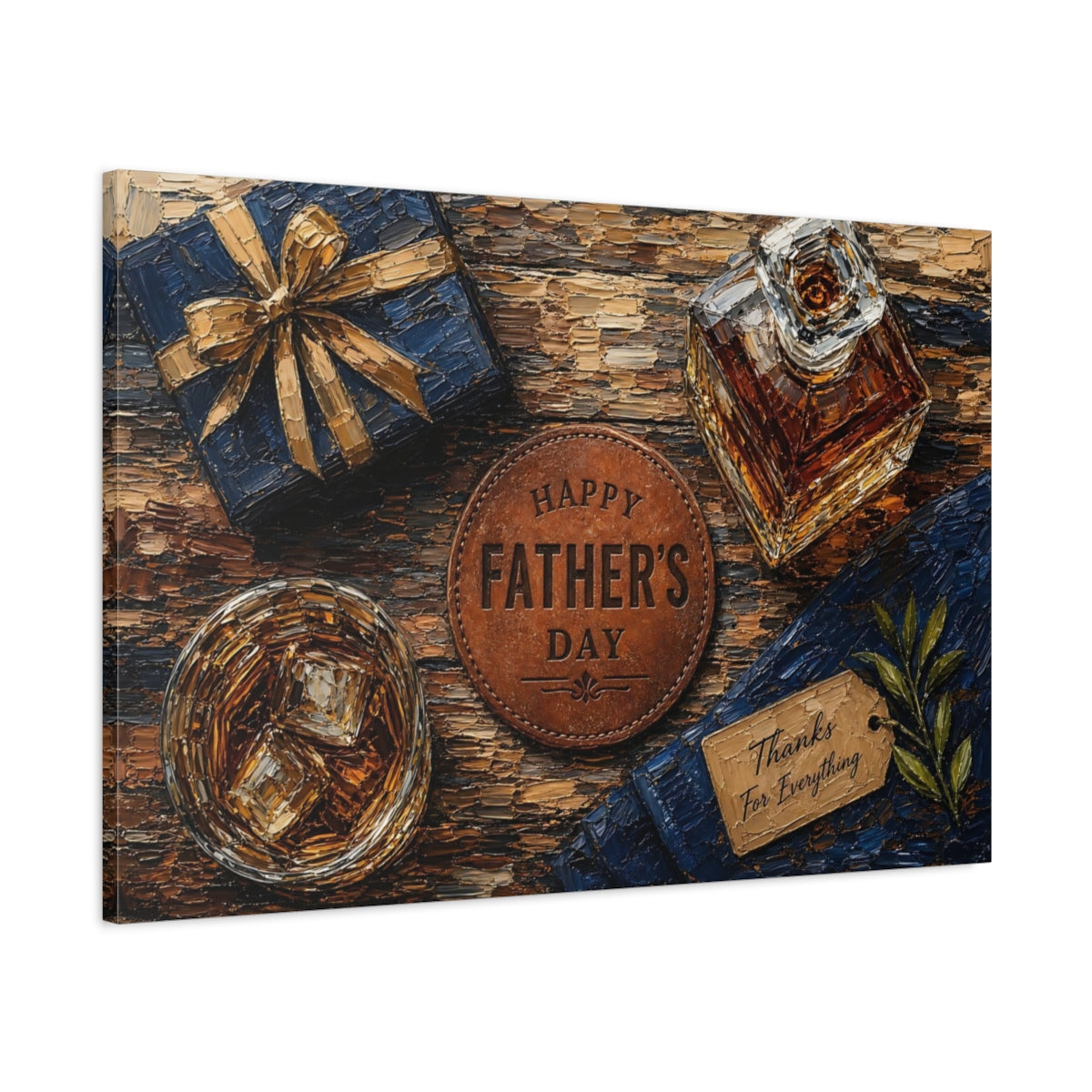 Main Mockup. Vintage Father'S Day Brown And Gold shown as stretched canvas wall art
