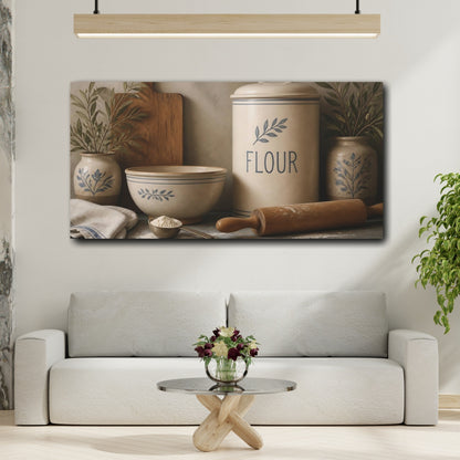 Mockup 2. Vintage Flour Kitchen Set shown as canvas print