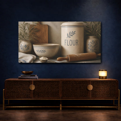 Mockup 4. Vintage Flour Kitchen Set shown as canvas print