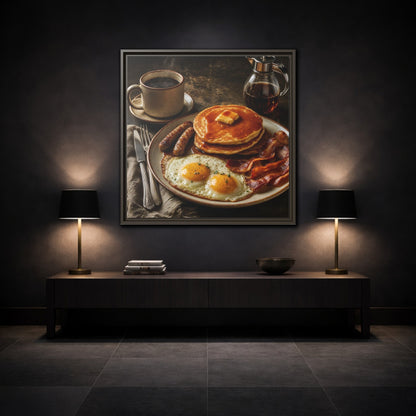 Mockup 3. Vintage Full Breakfast Classic Breakfast shown as stretched canvas wall art