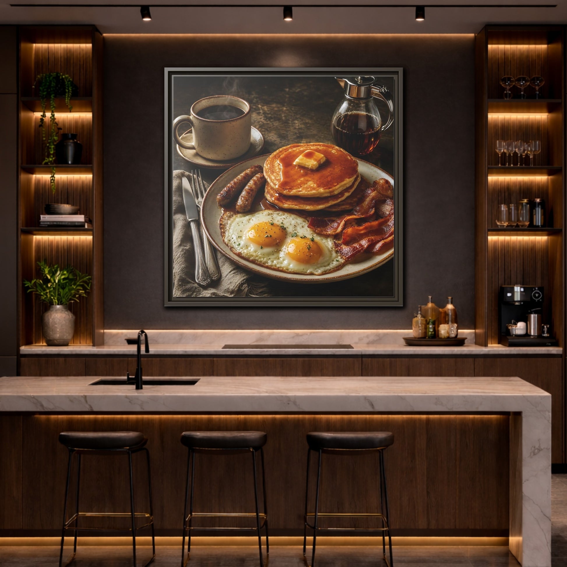 Mockup 4. Vintage Full Breakfast Classic Breakfast shown as stretched canvas wall art