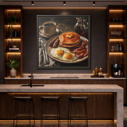 Mockup 4. Vintage Full Breakfast Classic Breakfast shown as stretched canvas wall art