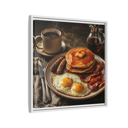 Side Mockup 10. Vintage Full Breakfast Classic Breakfast shown as stretched canvas wall art