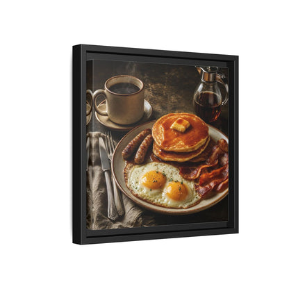 Side Mockup 18. Vintage Full Breakfast Classic Breakfast shown as stretched canvas wall art