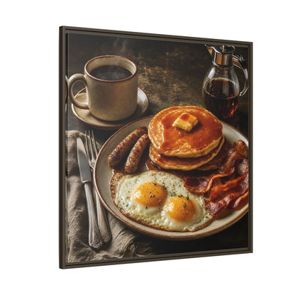 Side Mockup 5. Vintage Full Breakfast Classic Breakfast shown as stretched canvas wall art