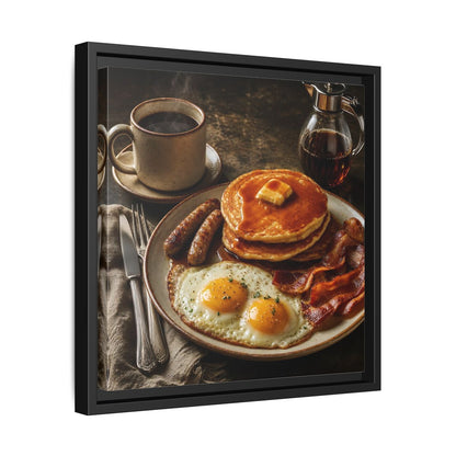 Side Mockup 32. Vintage Full Breakfast Classic Breakfast shown as stretched canvas wall art