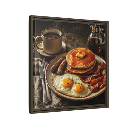 Side Mockup 11. Vintage Full Breakfast Classic Breakfast shown as stretched canvas wall art