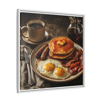Side Mockup 26. Vintage Full Breakfast Classic Breakfast shown as stretched canvas wall art
