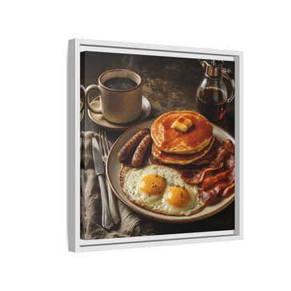 Side Mockup 13. Vintage Full Breakfast Classic Breakfast shown as stretched canvas wall art