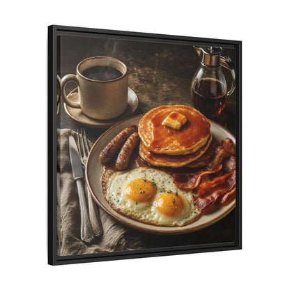 Side Mockup 31. Vintage Full Breakfast Classic Breakfast shown as stretched canvas wall art