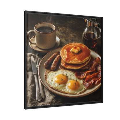Side Mockup 6. Vintage Full Breakfast Classic Breakfast shown as stretched canvas wall art