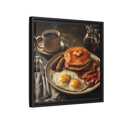 Side Mockup 15. Vintage Full Breakfast Classic Breakfast shown as stretched canvas wall art