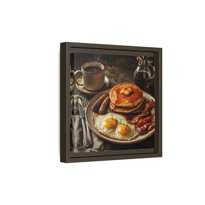 Side Mockup 20. Vintage Full Breakfast Classic Breakfast shown as stretched canvas wall art