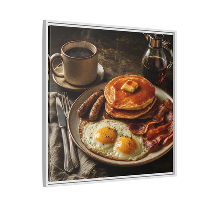 Side Mockup 7. Vintage Full Breakfast Classic Breakfast shown as stretched canvas wall art
