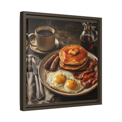 Side Mockup 29. Vintage Full Breakfast Classic Breakfast shown as stretched canvas wall art
