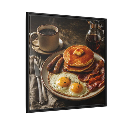 Side Mockup 9. Vintage Full Breakfast Classic Breakfast shown as stretched canvas wall art