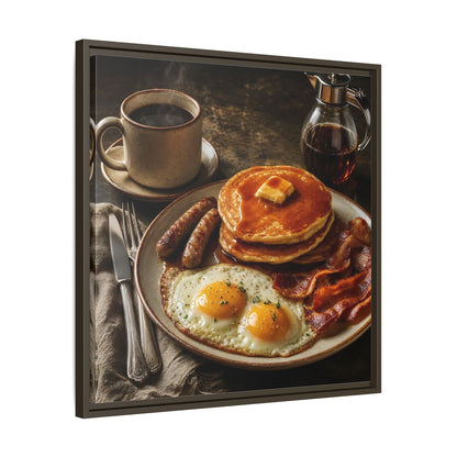 Side Mockup 27. Vintage Full Breakfast Classic Breakfast shown as stretched canvas wall art