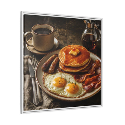 Side Mockup 25. Vintage Full Breakfast Classic Breakfast shown as stretched canvas wall art