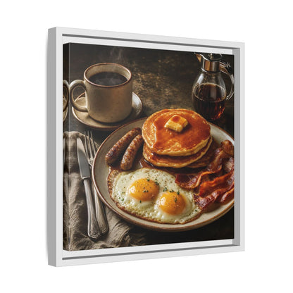 Side Mockup 28. Vintage Full Breakfast Classic Breakfast shown as stretched canvas wall art