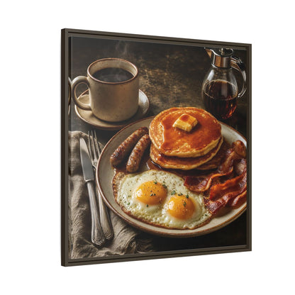 Side Mockup 8. Vintage Full Breakfast Classic Breakfast shown as stretched canvas wall art