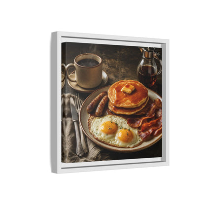Side Mockup 16. Vintage Full Breakfast Classic Breakfast shown as stretched canvas wall art