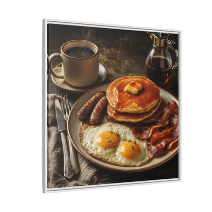 Side Mockup 4. Vintage Full Breakfast Classic Breakfast shown as stretched canvas wall art
