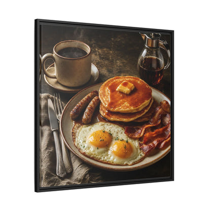 Side Mockup 30. Vintage Full Breakfast Classic Breakfast shown as stretched canvas wall art