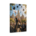 Side Mockup 4. Vintage Graduation Celebration Graduation Gold shown as stretched canvas wall art