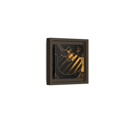 Side Mockup 23. Vintage Guitar Black And Gold shown as framed canvas print