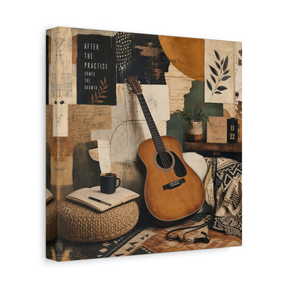 Side Mockup 9. Vintage Guitar Earthy Tones shown as canvas print
