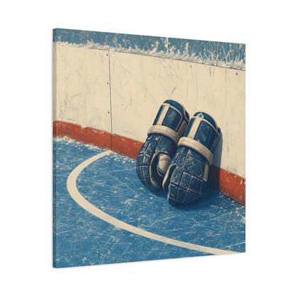 Main Mockup. Vintage Hockey Gloves shown as canvas print
