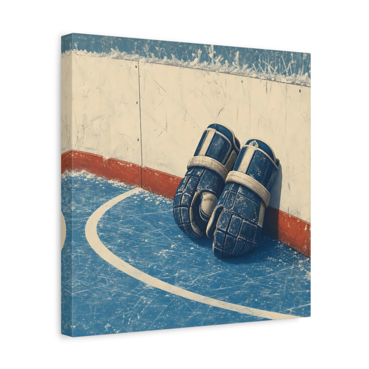 Side Mockup 7. Vintage Hockey Gloves shown as canvas print