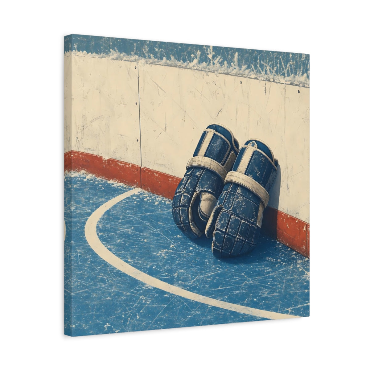 Side Mockup 5. Vintage Hockey Gloves shown as canvas print