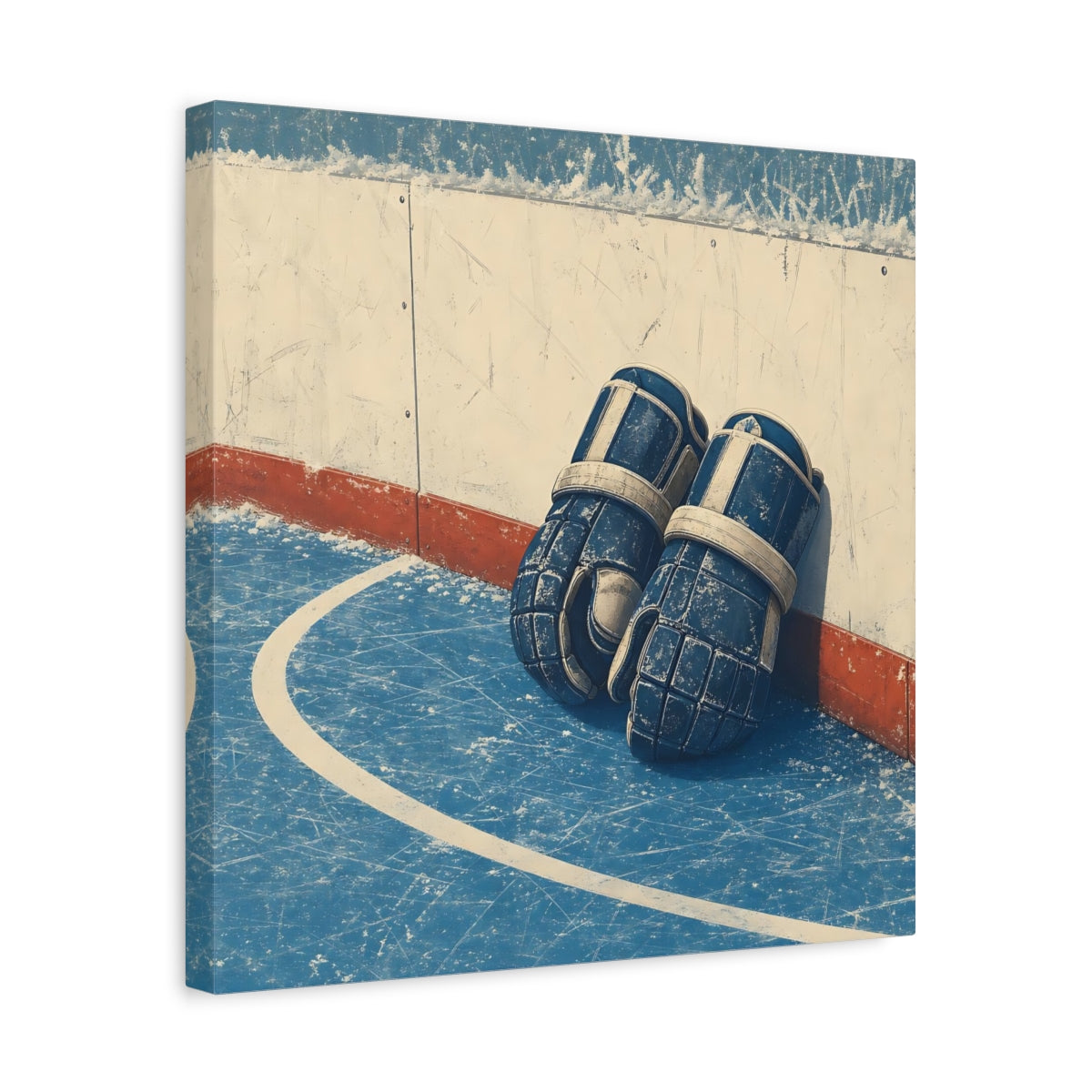 Side Mockup 6. Vintage Hockey Gloves shown as canvas print