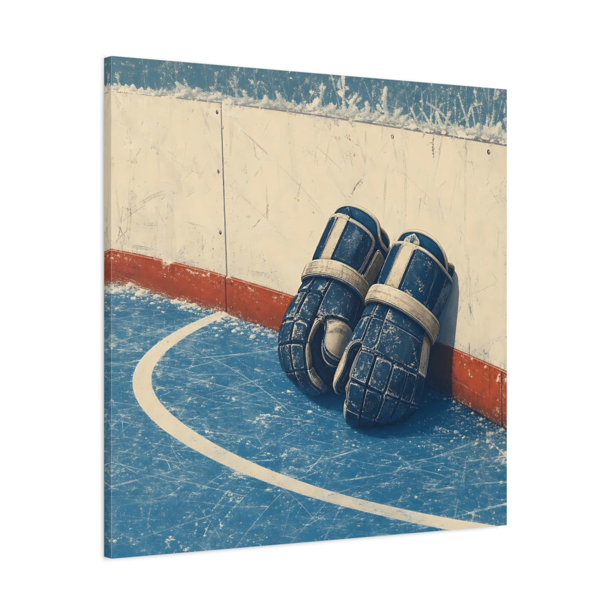 Side Mockup 1. Vintage Hockey Gloves shown as canvas print