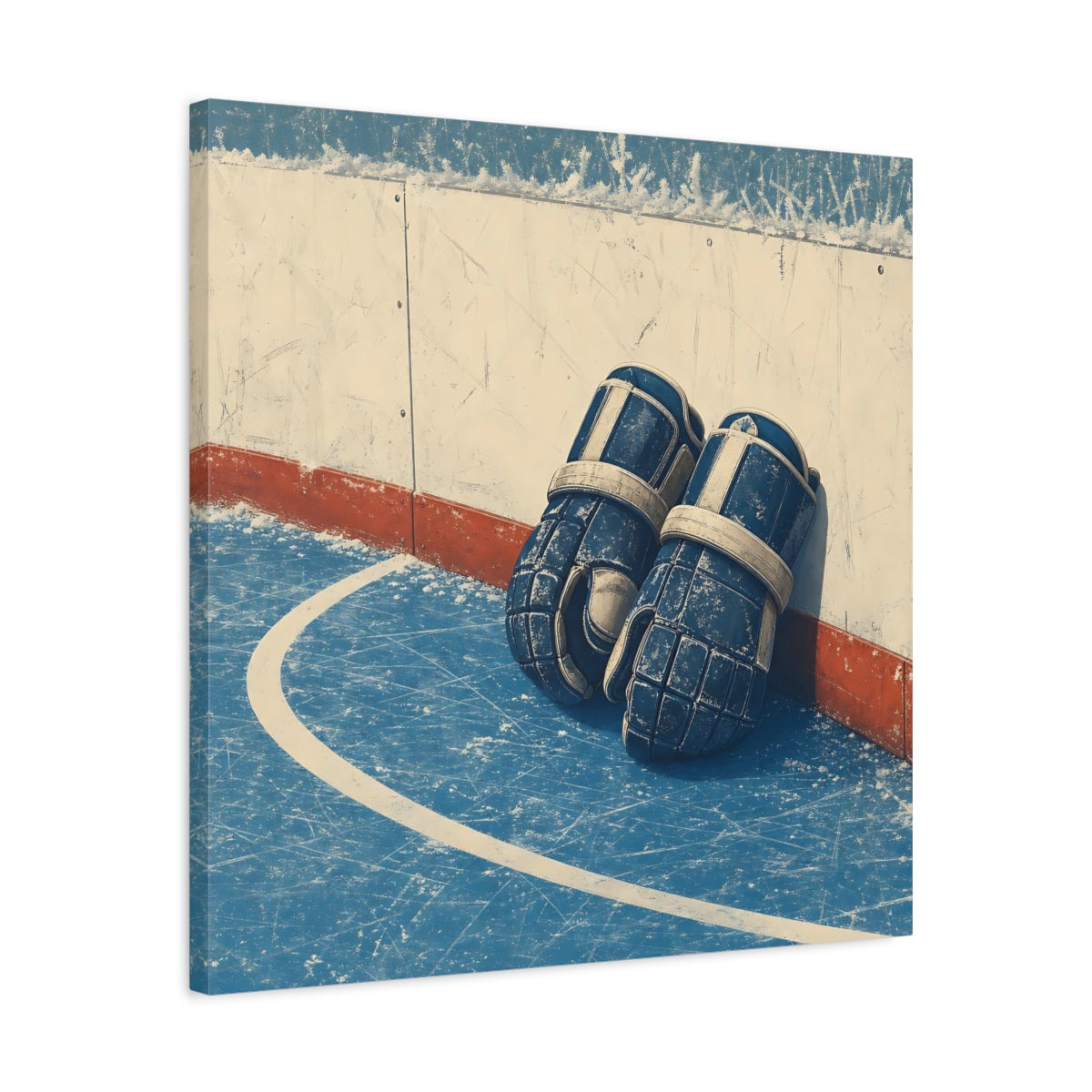 Side Mockup 4. Vintage Hockey Gloves shown as canvas print