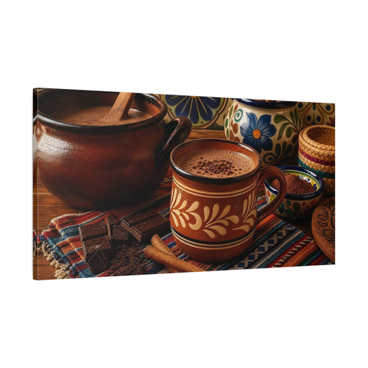 Main Mockup. Vintage Hot Chocolate Brown And Multi-Color shown as canvas print