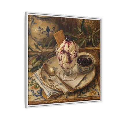 Side Mockup 7. Vintage Ice Cream Vintage Dessert Still Life shown as stretched canvas wall art