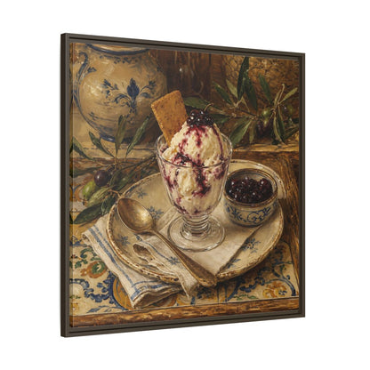 Main Mockup. Vintage Ice Cream Vintage Dessert Still Life shown as stretched canvas wall art